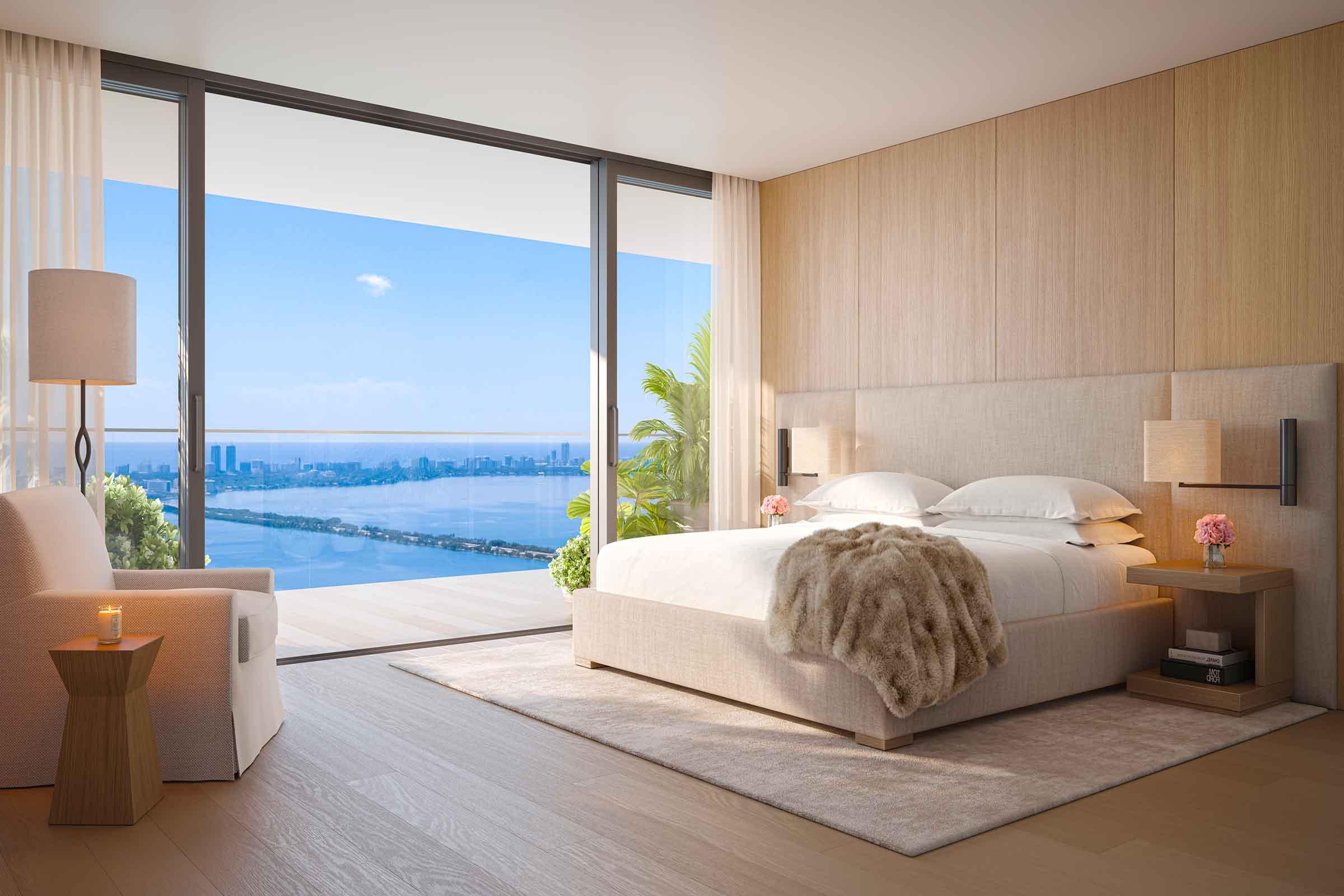 EDITION Residences Miami Edgewater主卧室的渲染图